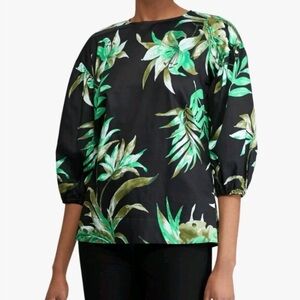 Ralph Lauren Black and Green Floral Blouse size PXS # 945